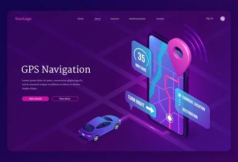 Vector banner of gps navigation on smartphone Stock Illustration