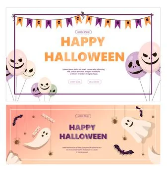 Vector banner for Halloween Cartoon template design for ad, sales, party Stock Illustration
