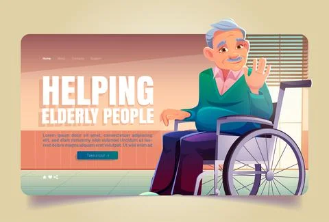 Vector banner of help elderly people Stock Illustration