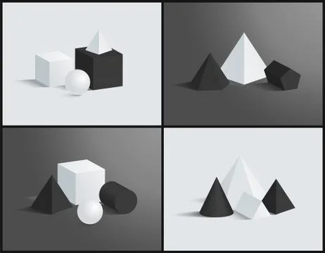 Vector Banner with Isometric Figures Patterns Illustrazione stock