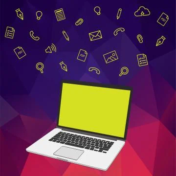 Vector banner with laptop Stock Illustration