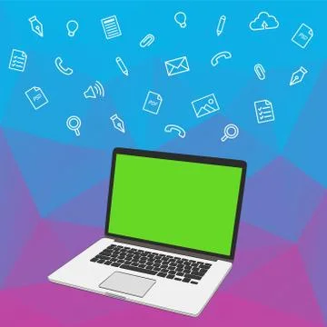 Vector banner with laptop Stock Illustration