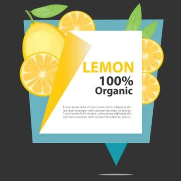Vector Banner Lemon 100% Organic. Stock Illustration