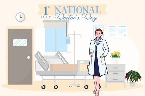Vector banner of National Doctors Day. International holiday, congratulations. Stock Illustration