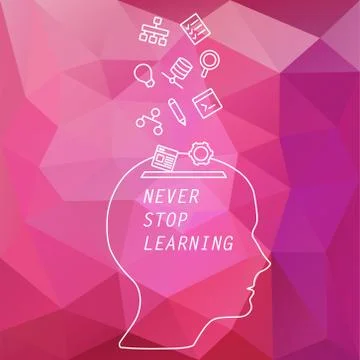 Vector banner - never stop learning Illustrazione stock