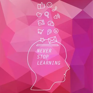 Vector banner - never stop learning Stock Illustration