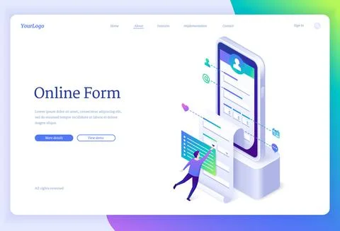 Vector banner of online form application 스톡 일러스트