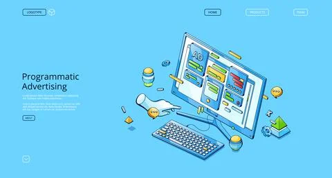 Vector banner of programmatic advertising Stock Illustration