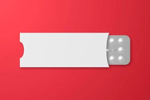 Vector Banner with Realistic Packaging of Birth Control Pills in Blister Closeup Stock Illustration