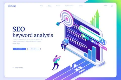 Vector banner of SEO keyword analysis Illustrazione stock