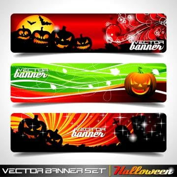 Vector banner set on a Halloween theme. Illustrazione stock