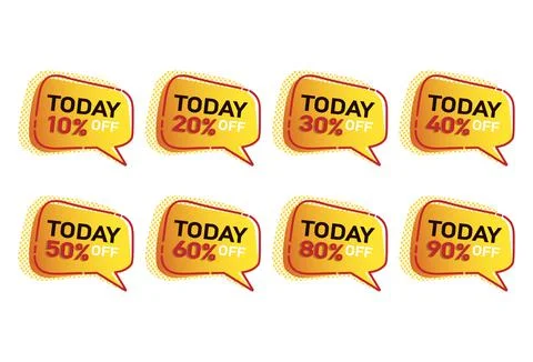 Vector banner set today discount promotion percent Stock Illustration