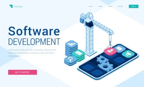 Vector banner of software development 스톡 일러스트