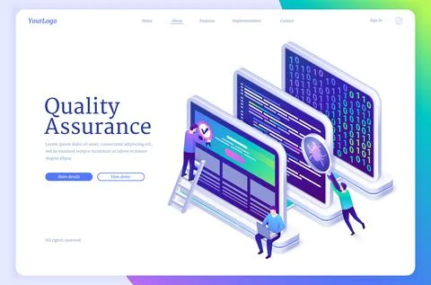 Vector banner of software QA, quality assurance Stock Illustration