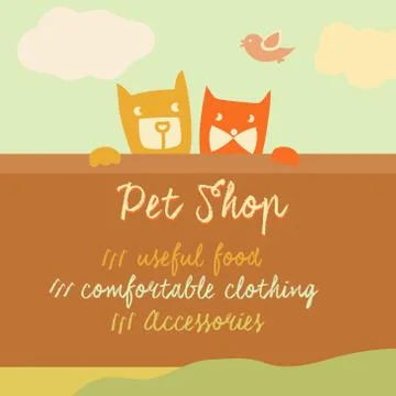 Vector banner with space for text. Pets. Cartoon illustration Stock Illustration