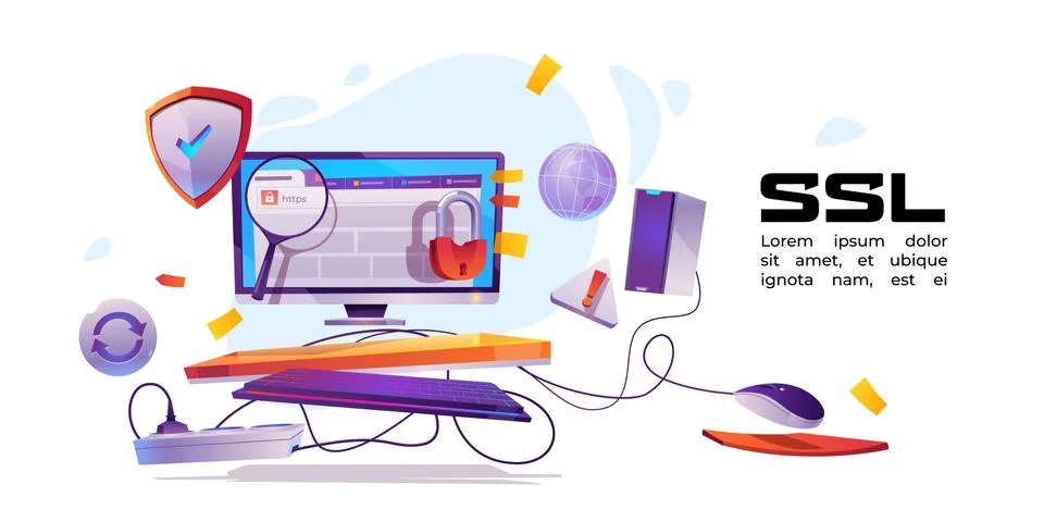 Vector banner of SSL certificate for website 스톡 일러스트