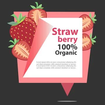 Vector Banner Strawberry 100% Organic. Stock Illustration
