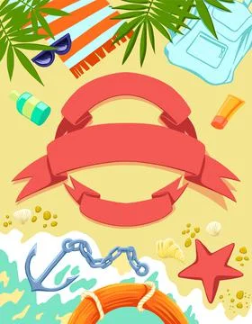Vector Banner Summer Holidays and Travel Design. The inscription Hello summer, a Stock Illustration