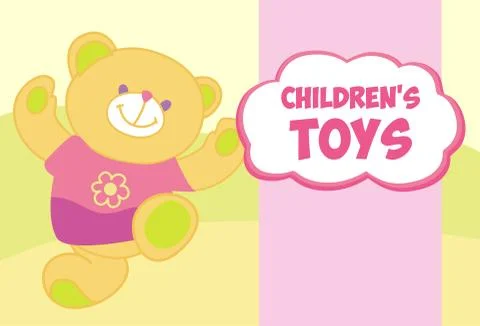 Vector banner with a teddy bear. Template for advertising children's store. Stock Illustration