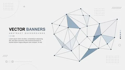 Vector banner template with abstract geometric network, polygon mesh, conne.. 스톡 일러스트