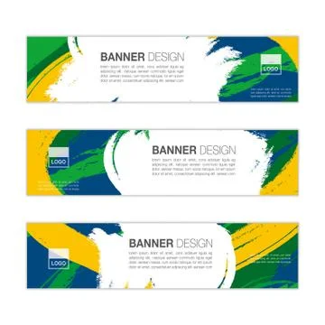 Vector banner template with colored lines and waves. vector eps10. Stock Illustration