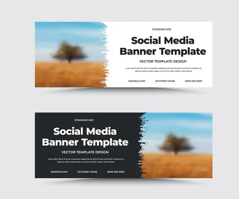Vector banner template with design, for use in social media. Set. Stock Illustration