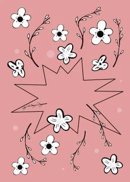 Vector banner template with geometric star shape frame and flowers design ele Stock Illustration