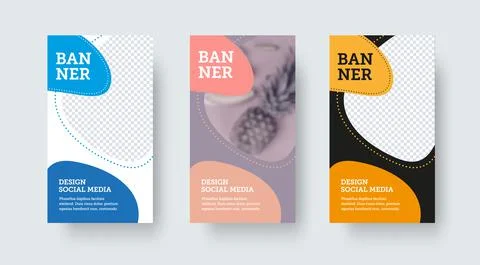 Vector banner template for social media, newsletter, stories with abstract co Stock Illustration