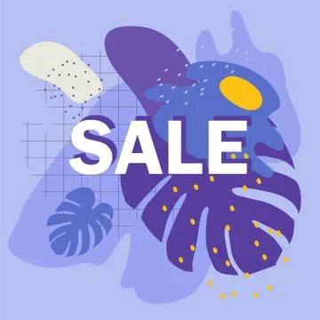 Vector banner template with tropical monstera leaves Stock-Illustration