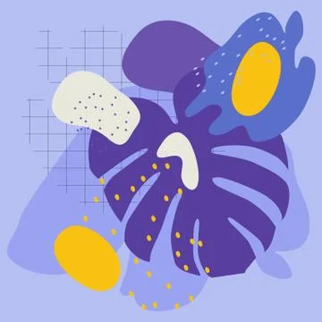 Vector banner template with tropical monstera leaves Stock Illustration