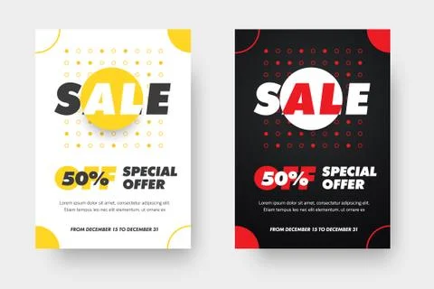 Vector banner template in white and black colors, with presentation of design Stock Illustration