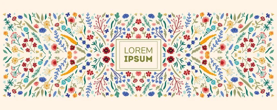Vector banner templates set with doodles floral invitation cards Stock Illustration