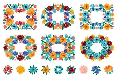 Vector banner templates set with doodles floral invitation cards Stock Illustration