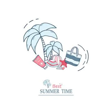 Vector banner with text summer time Illustrazione stock