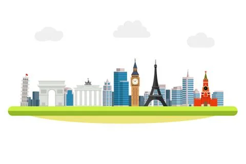 Vector banner on the topic of traveling around the world Illustrazione stock