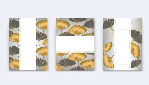 Vector banner tropical flyer design with leaves of ginkgo biloba.Copy Space. Stock Illustration