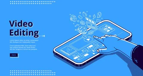 Vector banner of video editing software Illustrazione stock