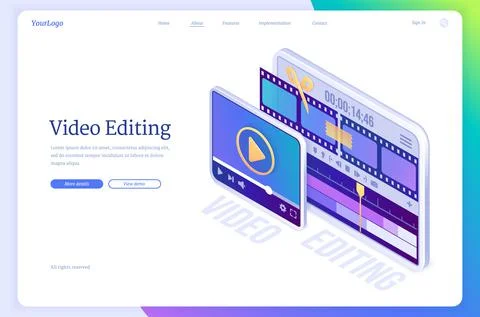 Vector banner of video editing software Illustrazione stock