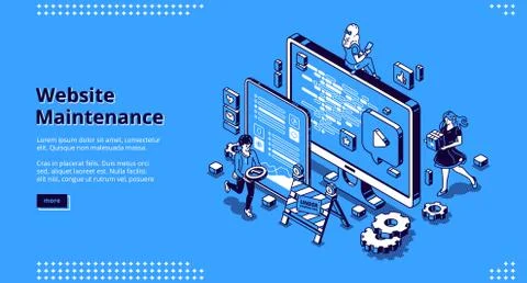 Vector banner of website maintenance Stock Illustration