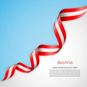 Vector banner in white and blue colors and waving ribbon with flag of Austria Stock Illustration
