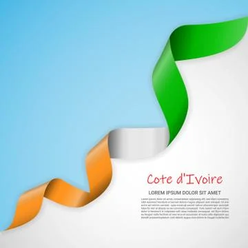 Vector banner in white and blue colors and waving ribbon with flag of Stock Illustration