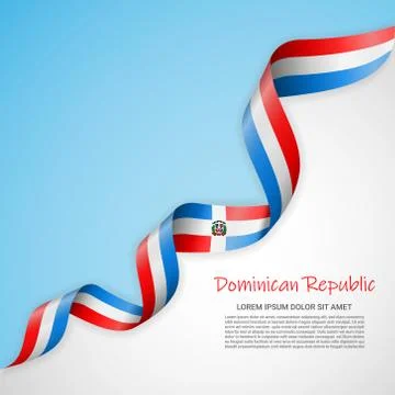 Vector banner in white and blue colors and waving ribbon with flag of Stock Illustration