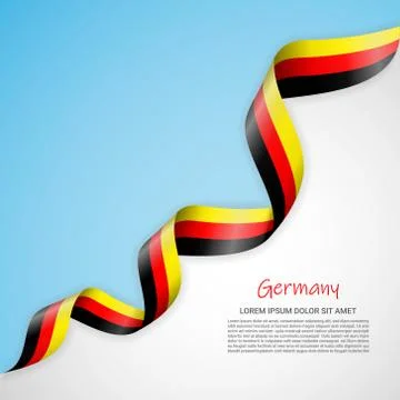 Vector banner in white and blue colors and waving ribbon with flag of Germany Stock Illustration