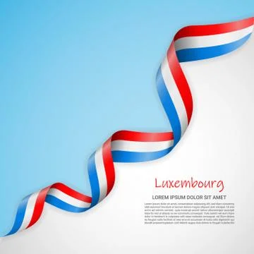 Vector banner in white and blue colors and waving ribbon with flag of Luxembourg Stock Illustration