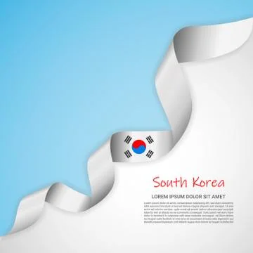 Vector banner in white and blue colors and waving ribbon with flag of South Stock Illustration