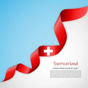Vector banner in white and blue colors and waving ribbon with flag of Stock Illustration