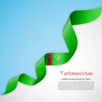 Vector banner in white and blue colors and waving ribbon with flag of Stock Illustration