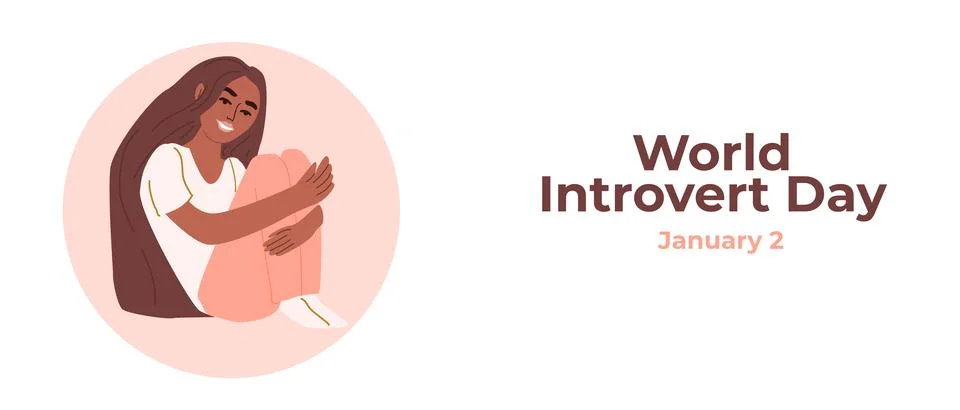 Vector banner for World Introvert Day, January 2nd. Illustration of a Stock Illustration