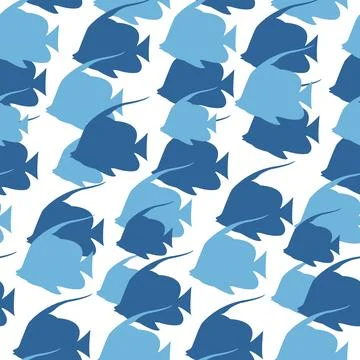 Vector bannerfish school seamless pattern. Illustrazione stock
