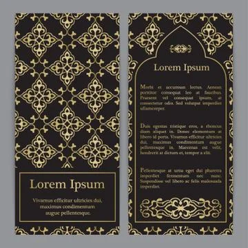 Vector banners in black and gold colors. Stock Illustration